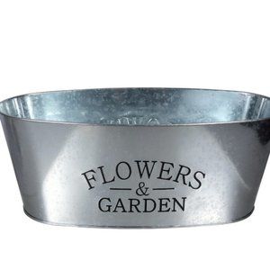 Flower & Garden Collection Galvanized Metal Oval-Shaped Plant